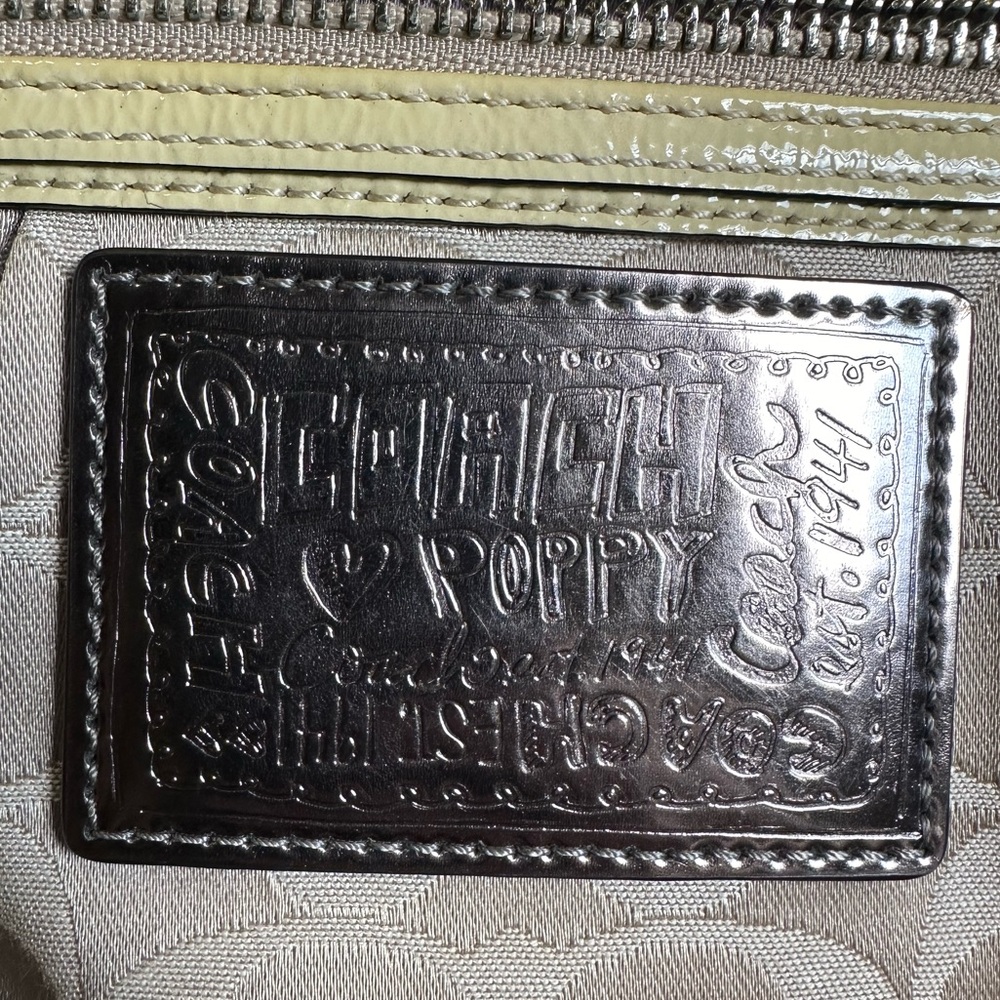 Coach Poppy Y2K Yellow Leather and Khaki Jacquard Signature Mini Crossbody - EUC - Picture 6 of 17